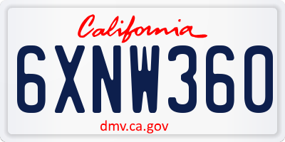 CA license plate 6XNW360