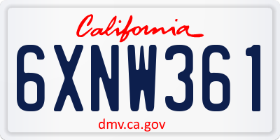 CA license plate 6XNW361
