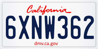 CA license plate 6XNW362