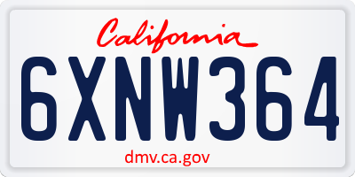 CA license plate 6XNW364