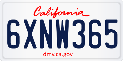 CA license plate 6XNW365