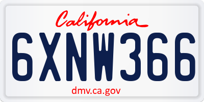 CA license plate 6XNW366