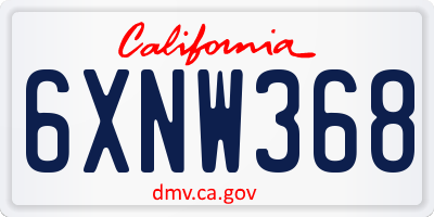 CA license plate 6XNW368