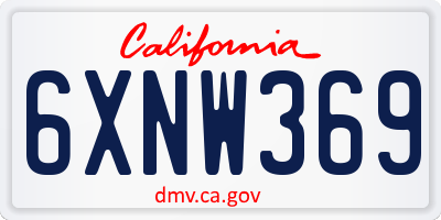 CA license plate 6XNW369