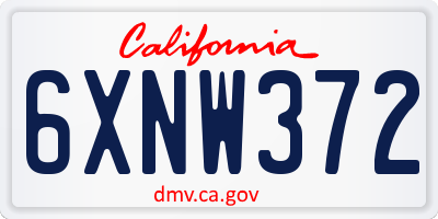 CA license plate 6XNW372