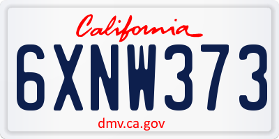 CA license plate 6XNW373