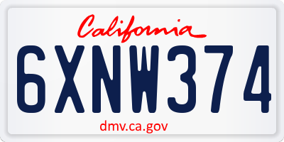 CA license plate 6XNW374