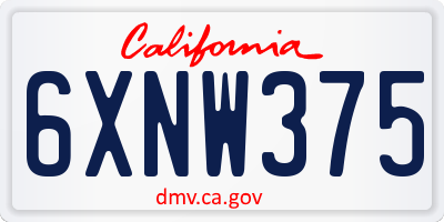 CA license plate 6XNW375