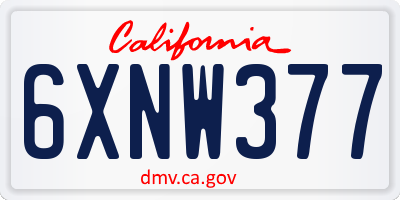 CA license plate 6XNW377