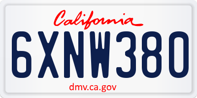 CA license plate 6XNW380