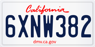 CA license plate 6XNW382