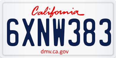 CA license plate 6XNW383