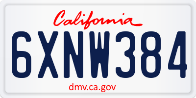 CA license plate 6XNW384