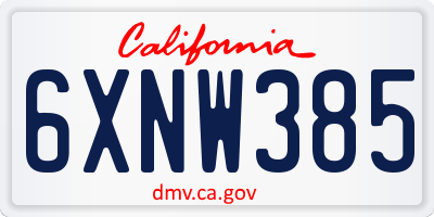 CA license plate 6XNW385