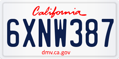 CA license plate 6XNW387