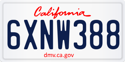 CA license plate 6XNW388