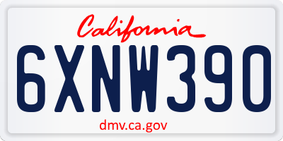 CA license plate 6XNW390