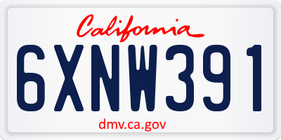 CA license plate 6XNW391