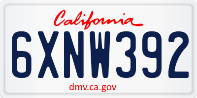 CA license plate 6XNW392