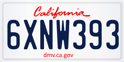 CA license plate 6XNW393