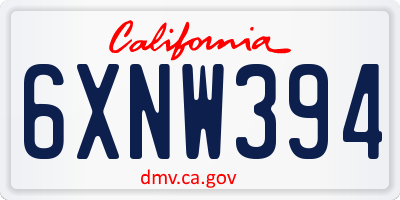 CA license plate 6XNW394