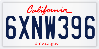 CA license plate 6XNW396