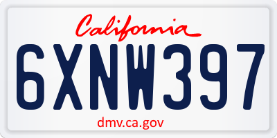 CA license plate 6XNW397