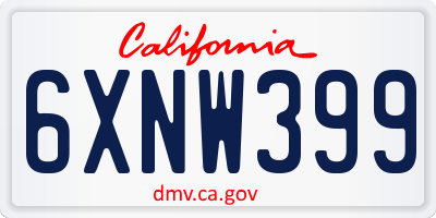 CA license plate 6XNW399
