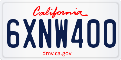 CA license plate 6XNW400