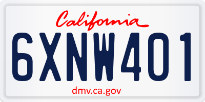 CA license plate 6XNW401
