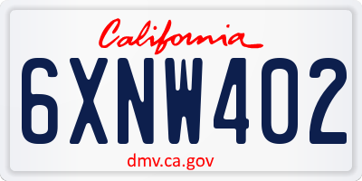 CA license plate 6XNW402