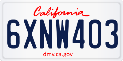 CA license plate 6XNW403
