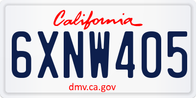 CA license plate 6XNW405