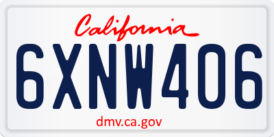 CA license plate 6XNW406
