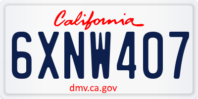 CA license plate 6XNW407