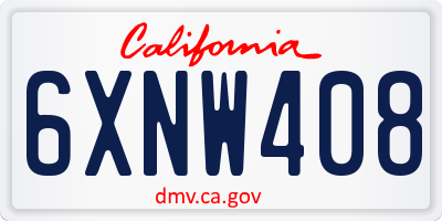 CA license plate 6XNW408