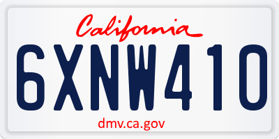 CA license plate 6XNW410