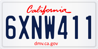 CA license plate 6XNW411