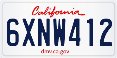 CA license plate 6XNW412