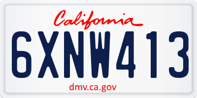 CA license plate 6XNW413