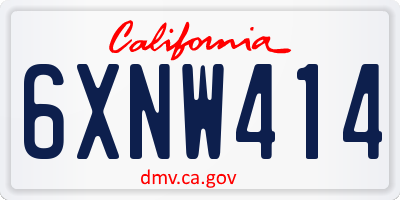 CA license plate 6XNW414