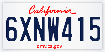 CA license plate 6XNW415