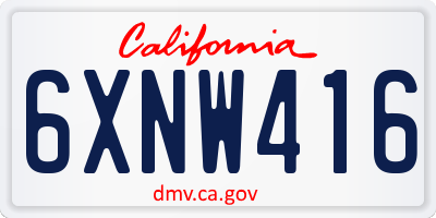 CA license plate 6XNW416
