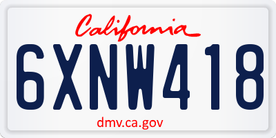 CA license plate 6XNW418