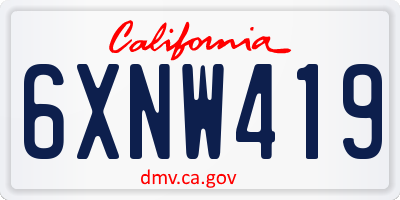CA license plate 6XNW419