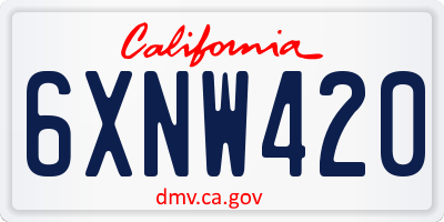 CA license plate 6XNW420
