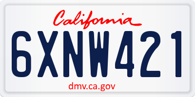 CA license plate 6XNW421