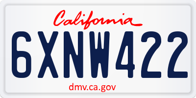 CA license plate 6XNW422