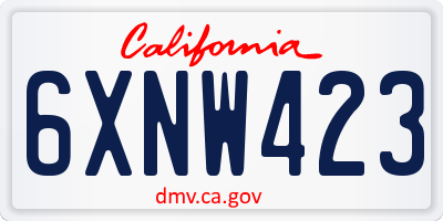CA license plate 6XNW423