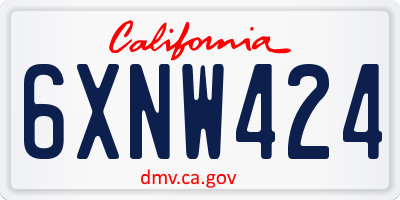CA license plate 6XNW424